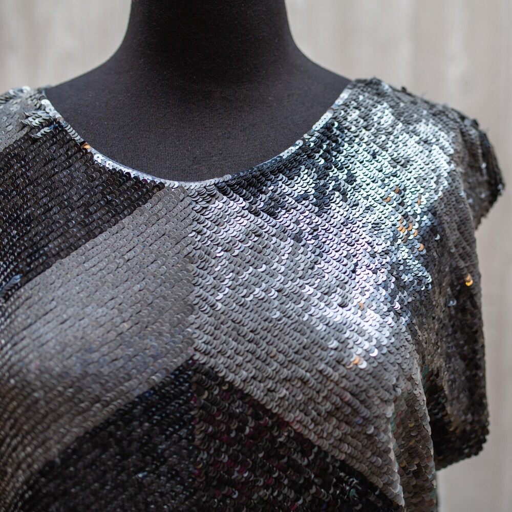 HH Haute Hippie Chevron Sequin Silk shift L - Picture 6 of 8